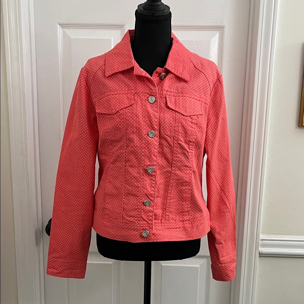Roz & Ali Coral Polka Dot Jacket